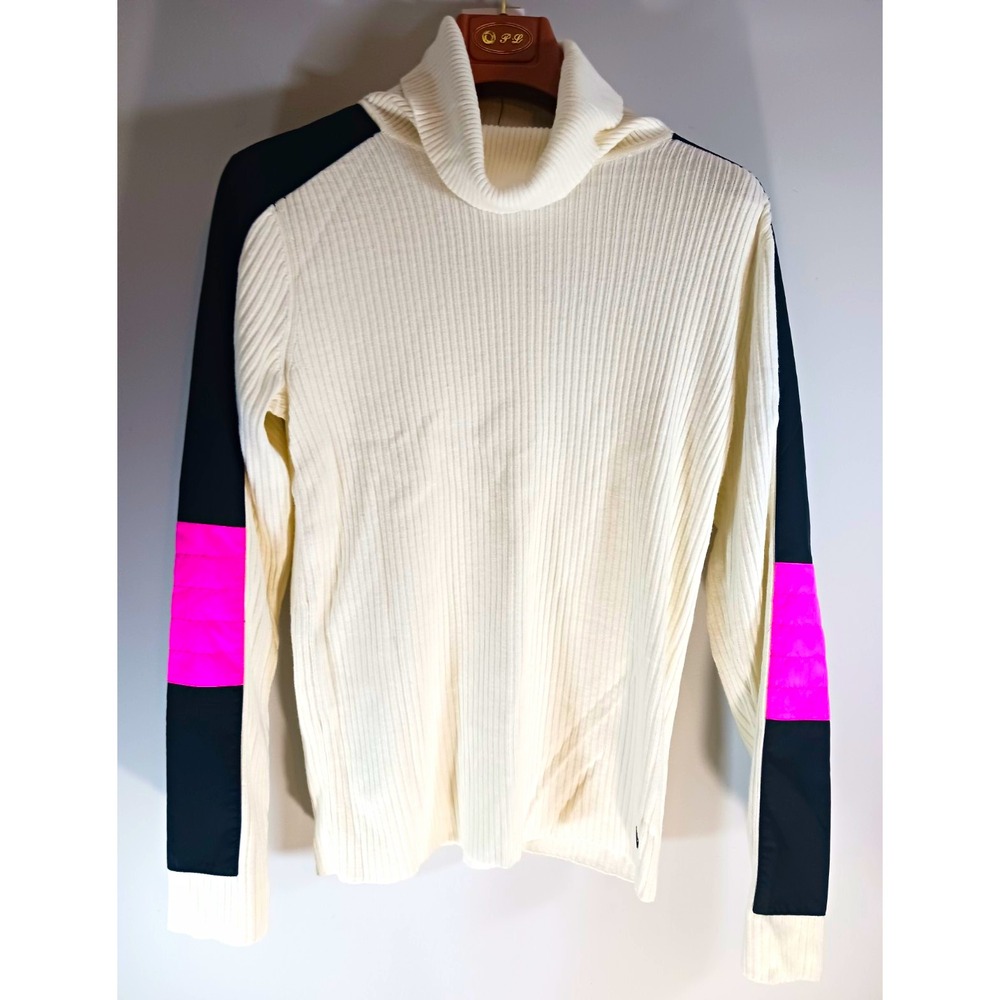 Women's Colorblock Ribbed Knit Turtleneck Long Sleeve Pullover